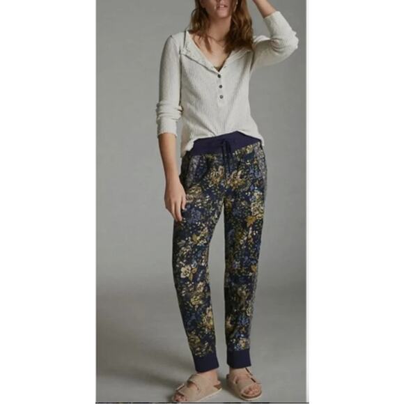 Anthropologie Kallie Printed Joggers Floral Women Size Medium - Picture 1 of 11